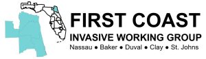 First Coast Invasive Working Group logo. Additional text: Nassau, Baker, Duval, Clay, St. Johns.